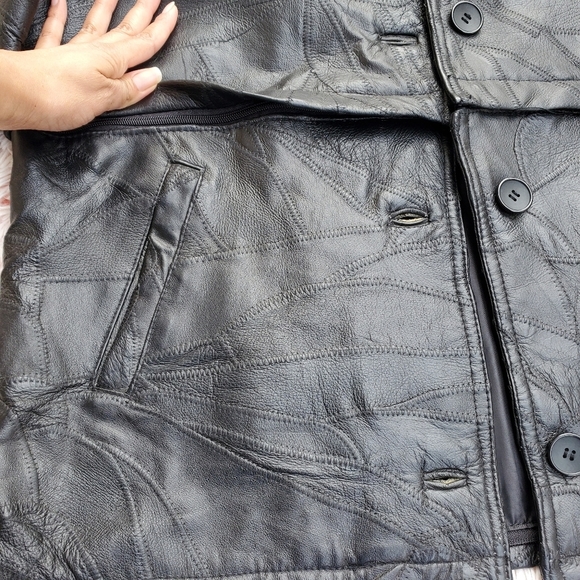 Genuine Leather Coat Black Jacket Sz XL - Picture 12 of 14
